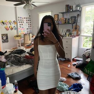 White corset, rouche dress!!